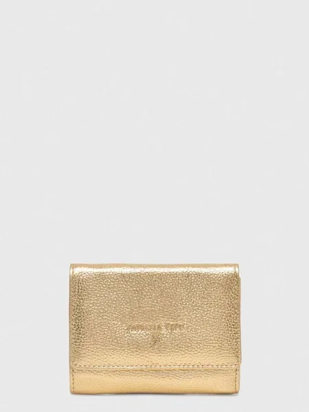 Usnjena denarnica Patrizia Pepe zlata črna