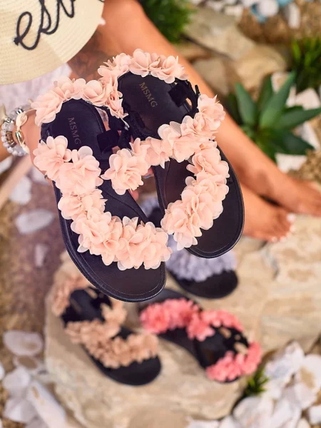 Sandale Resti cu model floral negru