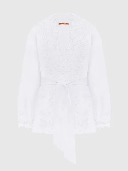 Кардиган на запах з льону Ermanno Scervino білий