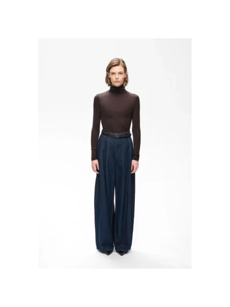 Sweter z golfem Inwear wełniany do golfa brązowy