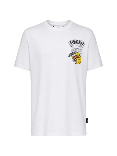 Tricou Philipp Plein din jerseu alb