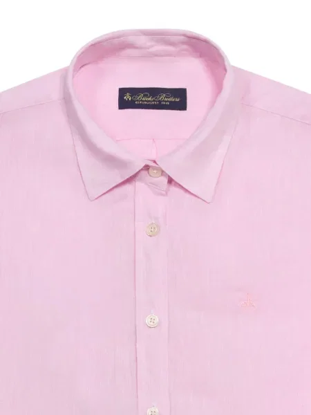 Ленена риза Brooks Brothers бродирана розово