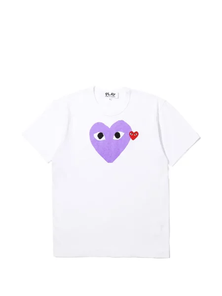 Tricou Comme Des Garcons Play cu motiv cu inimi alb