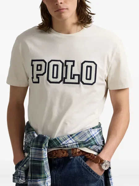 Haftowana koszulka polo Polo Ralph Lauren w paski ze sznurkiem niebieska