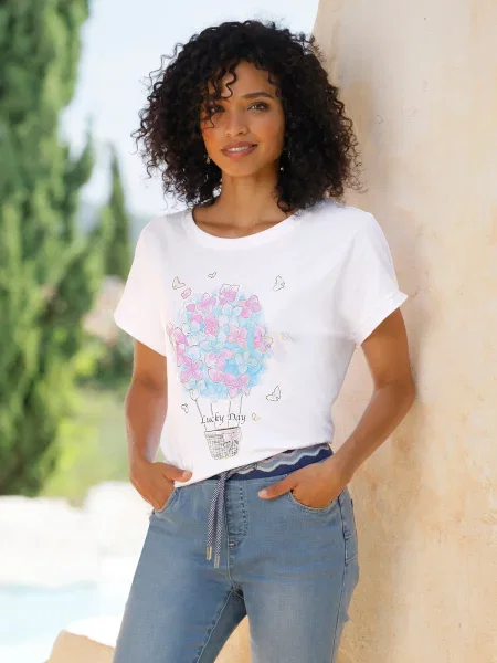 Heine Tricou albastru / roz alb