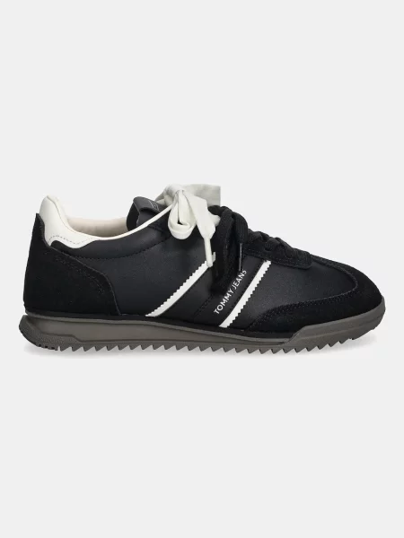 Tommy Jeans Sneakersy Tjw Low Profile Runner Lthr Mix čierna