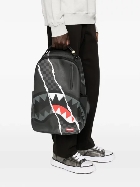 Rucsac Sprayground în carouri cu imagine gri