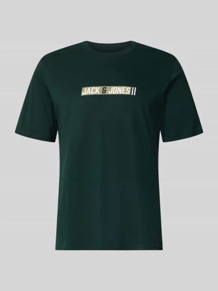 T-shirt o kroju regular fit z nadruk z logo model Munk' Jack & Jones oliwkowa