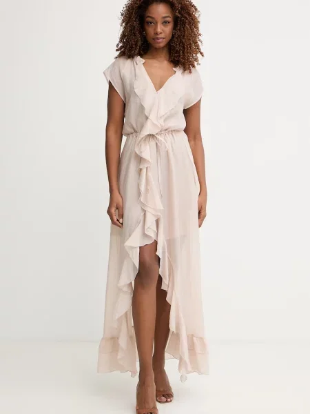 Guess sukienka z lyocellem MAELYS beżowa