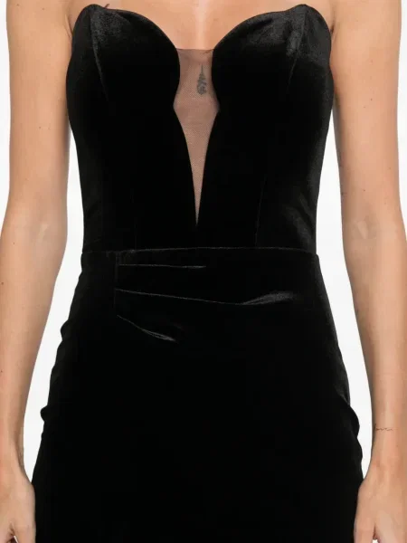 Rochie maxi Cristallini de catifea de costum negru