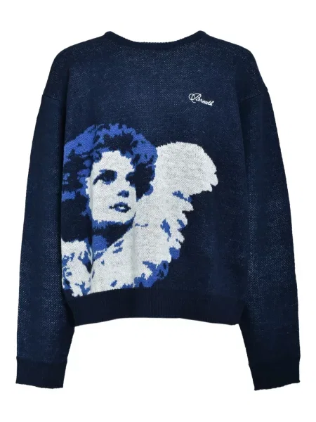 Pulover Breath cu broderie albastru