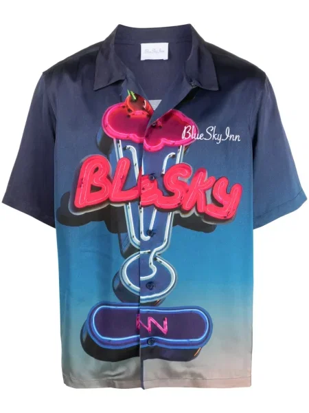 Риза Blue Sky Inn с принт синьо