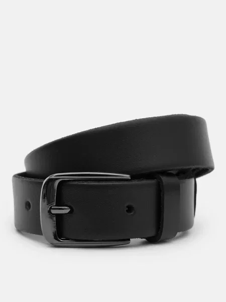 Шкіряний ремінь Borsa Leather з ремінцями чорний