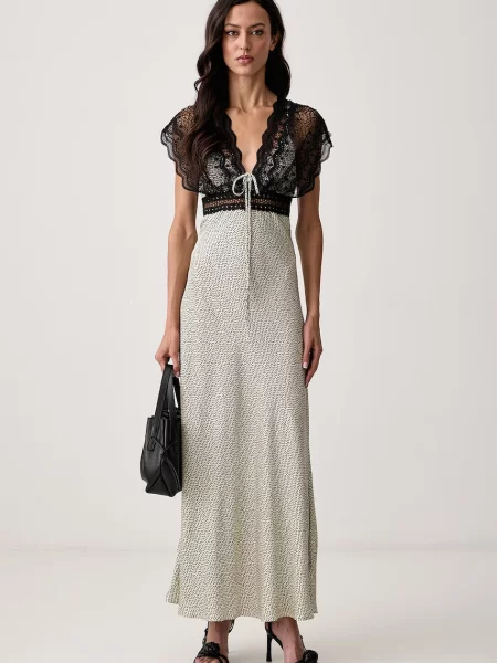 Pinko rochie de vară din vâscoză bej
