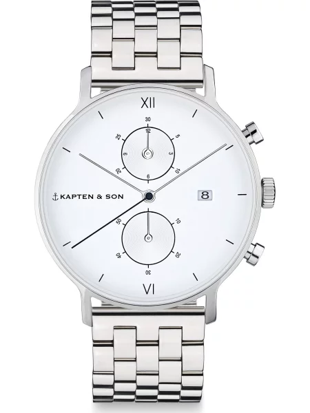 Kapten & Son Analogové hodinky Chrono Small Silver Steel stříbrná