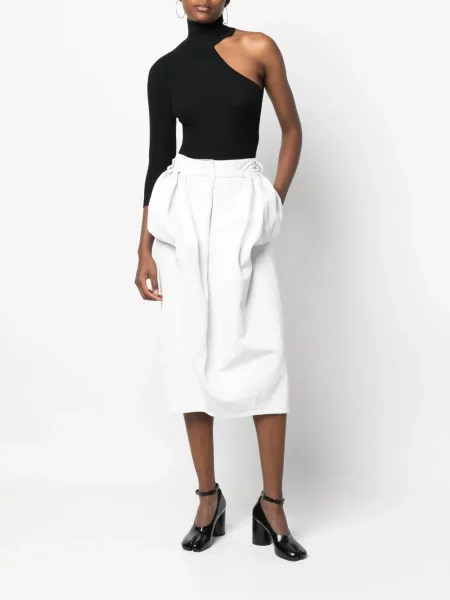 Midi midi sijonas Maison Margiela aukštu liemeniu balta