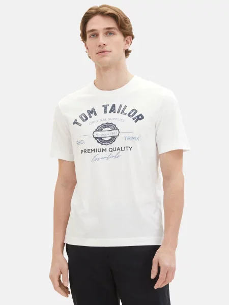 TOM TAILOR Tričko modrosivá / tmavosivá / ako vlna biela