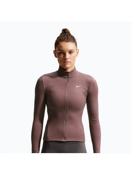 Bluză de antrenament pentru femei Nike One Fitted Dri-Fit Full-Zip burgundy tattoo/white alb