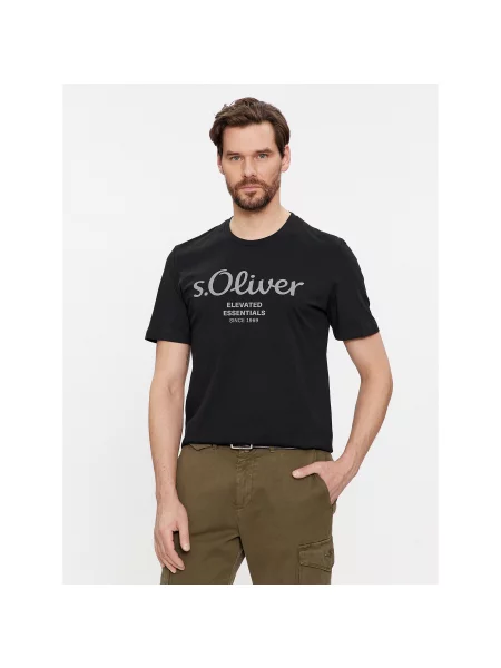 S.Oliver T-Shirt Γκρι Regular Fit μαύρο