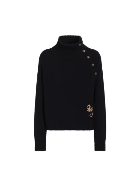 Sweter z golfem Dolce And Gabbana z logo niebieski