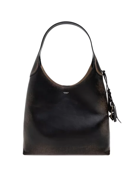 Кожена чанта Coach кафяво