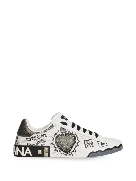 Sneakerși Dolce & Gabbana Portofino cu motiv cu inimi alb