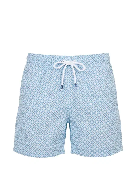 Slip de baie Fedeli cu imagine cu imprimeu geometric cu cordon albastru
