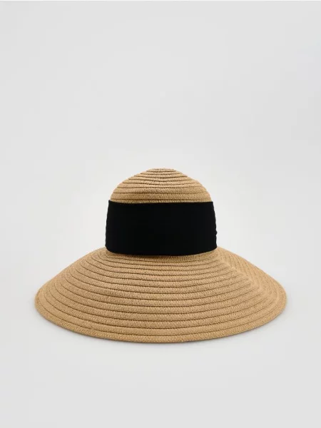 Reserved Капелюх з ефектним бантом пшеничний 