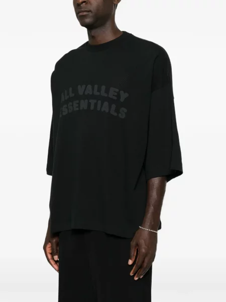 Мрежеста тениска Fear Of God Essentials с принт черно