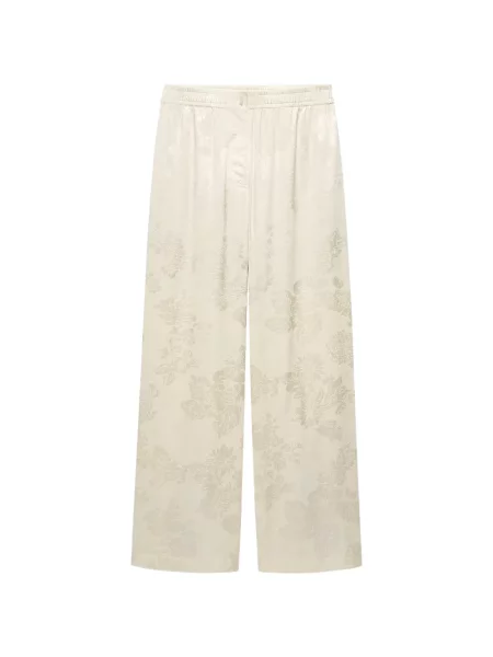 Pantaloni Shanghai Tang cu model floral din jacard evazate