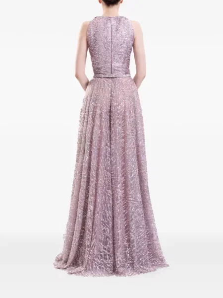 Rochie maxi Saiid Kobeisy cu decolteu în V de costum roz