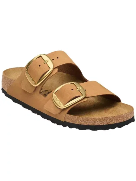 Papuci Birkenstock cu cataramă din nubuc maro