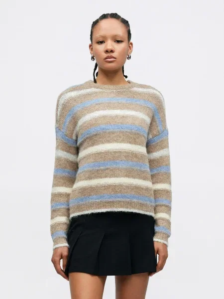 VERO MODA Pulóver VMKIRA királykék taupe / világosszürke világoskék