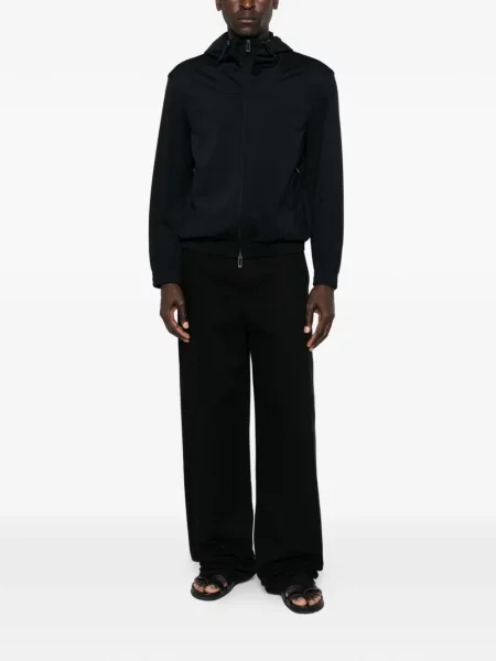 Geacă Emporio Armani cu glugă albastru