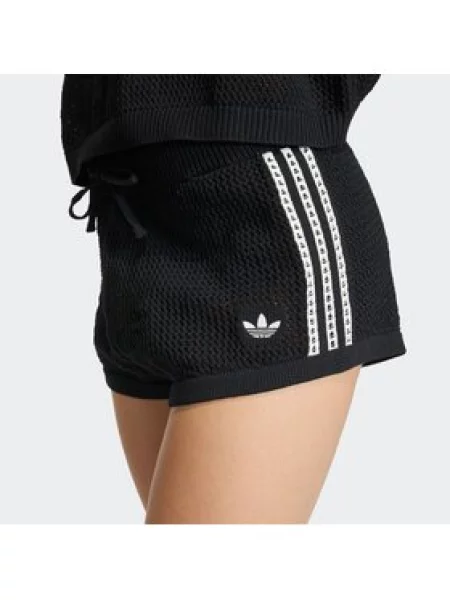 ADIDAS ORIGINALS Hlače KNITTED CROCHET / bijela crna