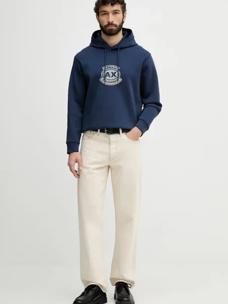 Armani Exchange Pulover s kapuco modra