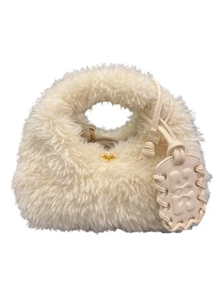 Mała mały torebka hobo Ganni beżowa