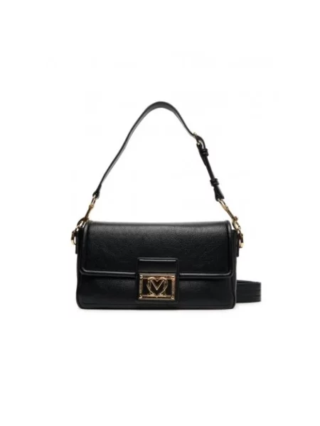 Torebka Love Moschino skórzana z logo czarna