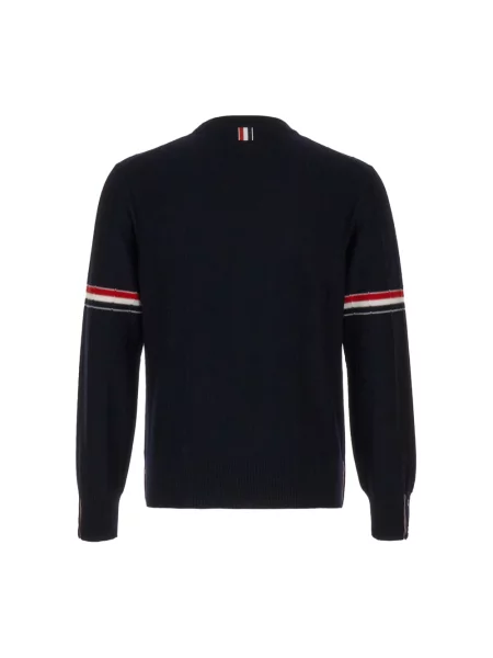 Sweter Thom Browne wełniany w paski z paskiem niebieski
