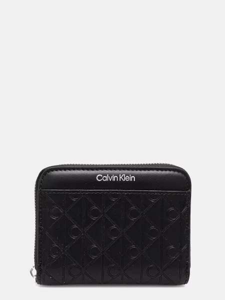 Portofel Calvin Klein Emblem Aop Embossed Zip Around negru