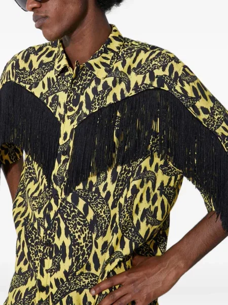 Риза Fiorucci с ресни с леопардов принт жълто
