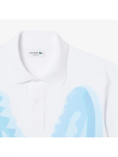 Lacoste Koszulka Polo Z Nadrukiem Classic Fit biała
