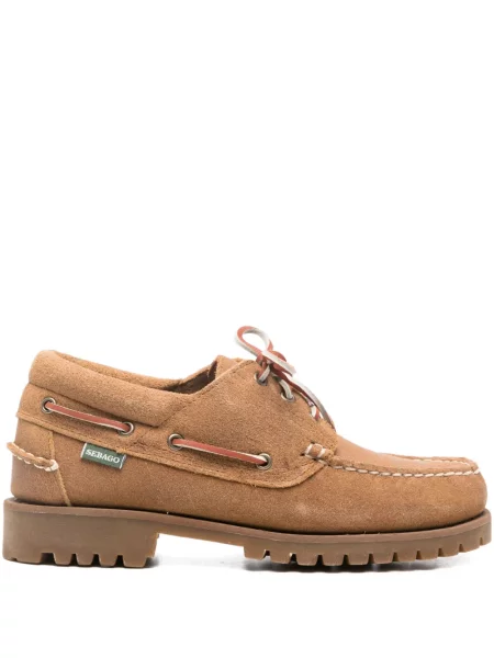 Pantofi loafer Sebago cu șireturi din piele de căprioară maro