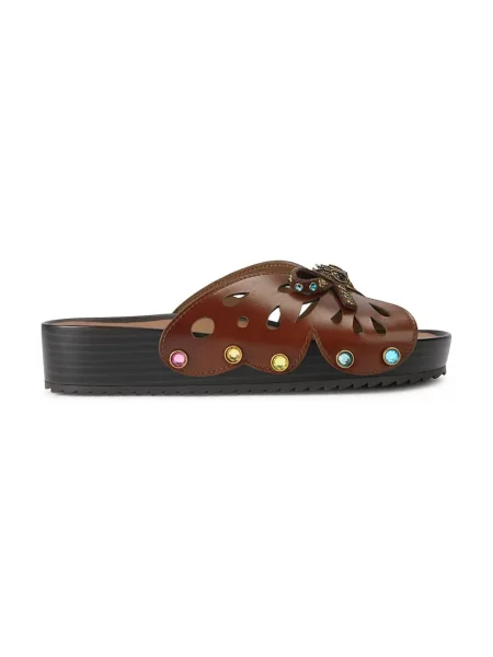 Kurt Geiger London natikači usnjeni Boho Butterfly Flat rjava