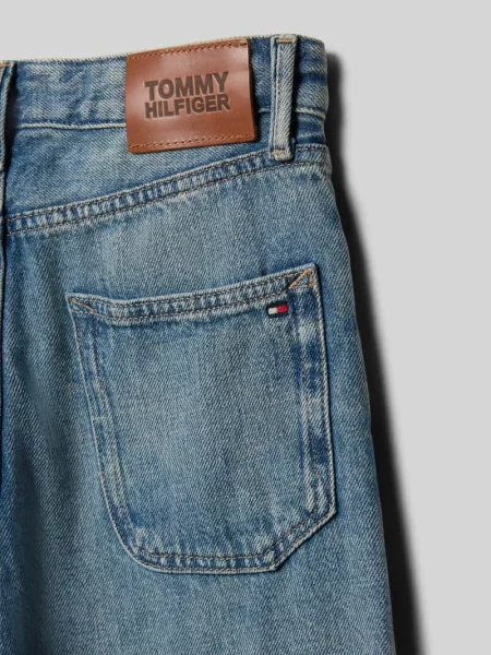 Jeansy o kroju straight fit z czystej bawełny Tommy Hilfiger Teens niebieskie