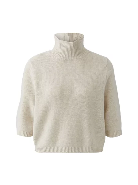 Sweter z golfem Oui do golfa beżowy