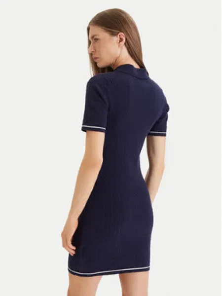 Calvin Klein Každodenné šaty Microcable Tmavomodrá biela