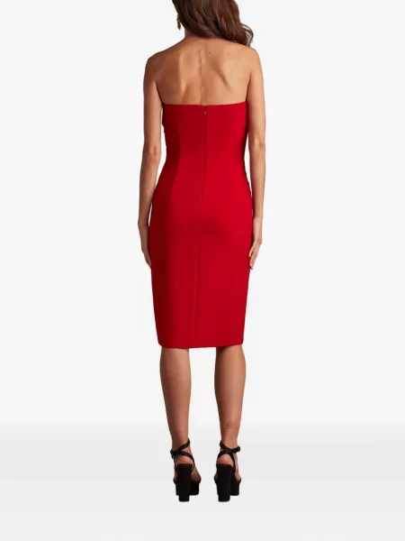 Sukienka midi Tadashi Shoji drapowana bez ramiączek czerwona