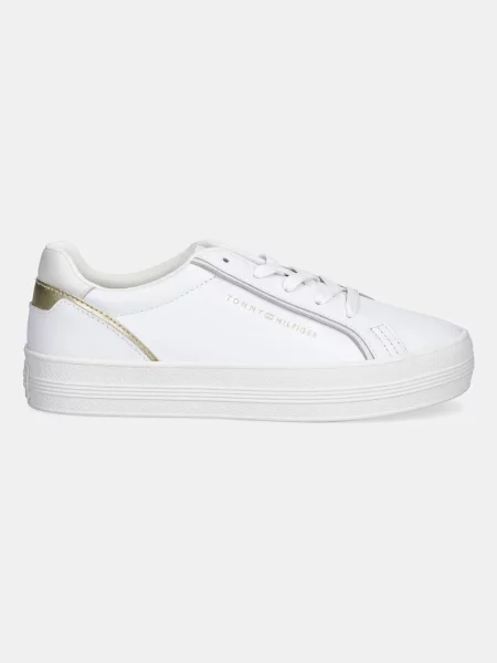 Tommy Hilfiger sneakers din piele ESSENTIAL VULC SNEAKER alb