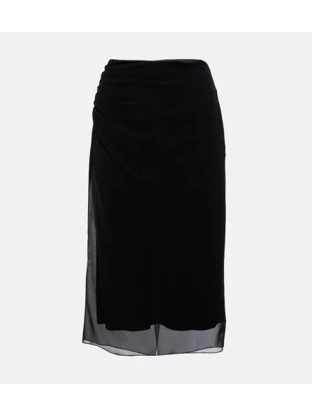 Fustă midi Prada până la genunchi negru